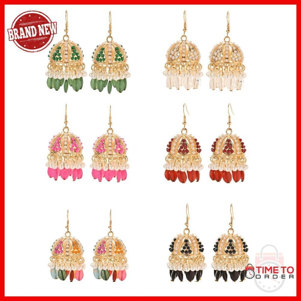 Gold Plated Dangle Earrings Set 6 Pairs Vintage Style Hypoallergenic